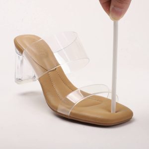 Sheepskin transparent high heel sandals for the summer of 2025 new crystal heel thick heel-like slippers for women's shoes