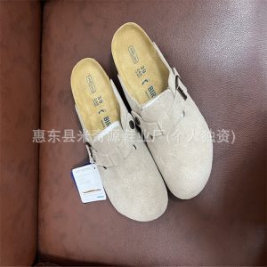Spot BK Birstock Shoes Soft Sole Wrap Half Slippers Women's Spring 2025 Couple One Foot Slip Slip Leather Birkenstock Shoes