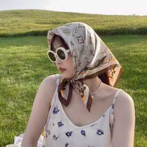 Spring New Style 70 Small Square Scarf Silk Scarf Letter Print Silk Scarf Ladies New Professional Scarf Satin Scarf Wholesale
