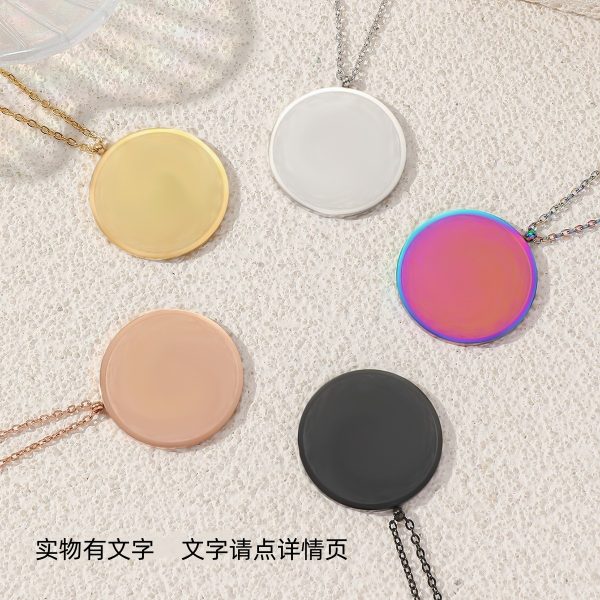 Cross-border new fashion men's accessories necklace high-end stainless steel round pendant titanium steel necklace does not fade women