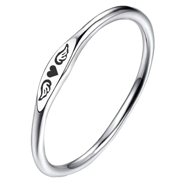 Cross-border popular angel wing rings, European and American women's simple heart-shaped tail rings, tide men's hearts, titanium steel jewelry wholesale - Image 5