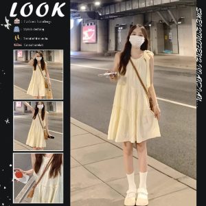 Milk sweet sleeveless halterneck dress women's summer 2023 new small man fungus thin A-line princess dress
