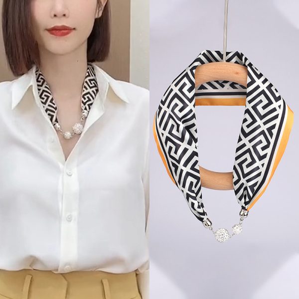 Necklace magnetic buckle silk scarf women's spring and autumn summer 2024 new fashion neck brace decoration neck scarf small scarf