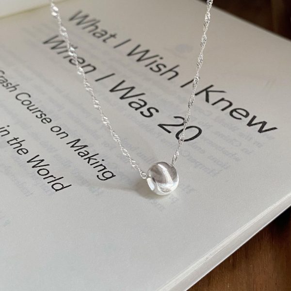S925 sterling silver cat's eye bead water ripple necklace women's korean simple ins high-end niche design versatile clavicle chain