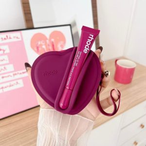 Hailey's same rhode lipstick, lip gloss, love silicone bag, small change, heart-shaped cosmetic bag, e-cigarette bag