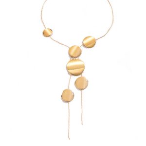 Qiaojin European and American cross-border versatile women's long necklace fashion temperament jewelry disc hollow geometric chain necklace