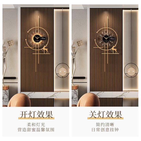 Creative wall clock, living room, modern minimalist art, silent clock, home light luxury, atmospheric clock, wall lamp, grille decoration - Image 3