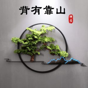 New Chinese welcome pine round wall decoration entrance background wall decoration pendant green plant wall hanging living room hotel hanging ornament