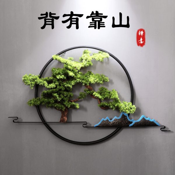 New Chinese welcome pine round wall decoration entrance background wall decoration pendant green plant wall hanging living room hotel hanging ornament