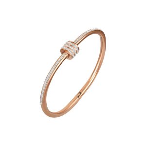 Rose gold titanium steel bracelet women's high-end sense bracelet light luxury niche zircon bracelet plain circle bracelet hand jewelry