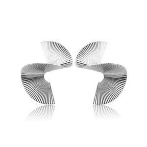 European and American cross-border personality temperament is fashionable, geometric earrings, women's retro spiral fan leaf earrings, unique earrings