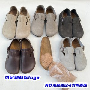 Birkenstock Shoes Full Cover Leather Autumn Winter New Birkenstock Shoes Single Shoes Women's Shoes Boken Men's Shoes Real Cork Sole Toe Slippers