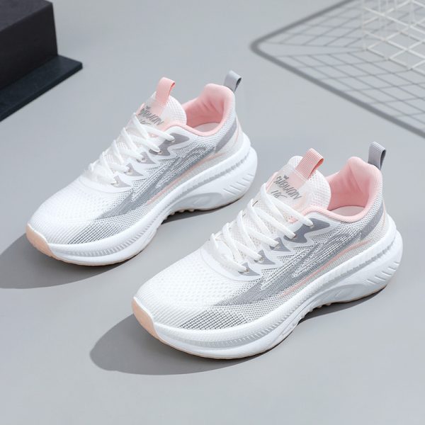 Autumn new fly knitting sneakers thick soles fashionable breathable lightweight women's shoes outdoor casual trendy shoes women's cross-border wholesale - Image 3