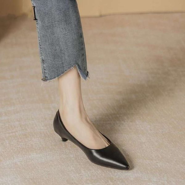 Spring and Autumn Daily Business 2025 New Pointed Toe Elegance Goddess Low Heel Soft Sole Shoes 3cm Cat Heel Shoes - Image 3
