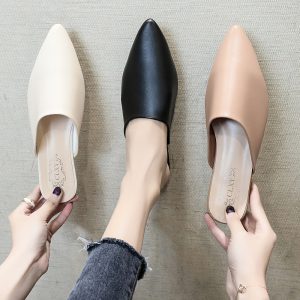 Baotou half slippers, 2025 new summer Internet celebrity thick heel low-heeled women's sandals, mules, lazy people and slippers for women to wear outside