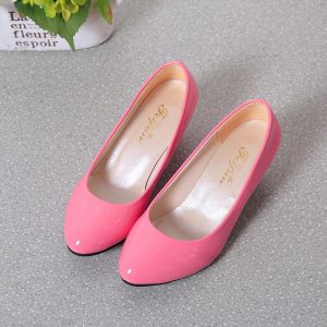 New temperament high heels, pumps, office shiny leather shoes, women's plus-size block heels, work shoes, one piece of delivery