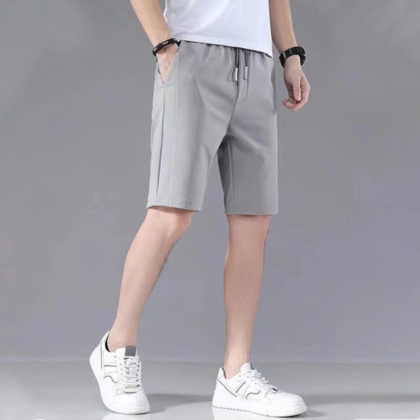 Summer thin cropped pants, men's casual and versatile shorts, ice silk loose trend medium pants, 5 breeches pants - Image 3