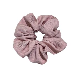 Korean version embroidered bow sponge headband woman 2024 new high skull crown temperament retro large intestine hair ring rubber band woman