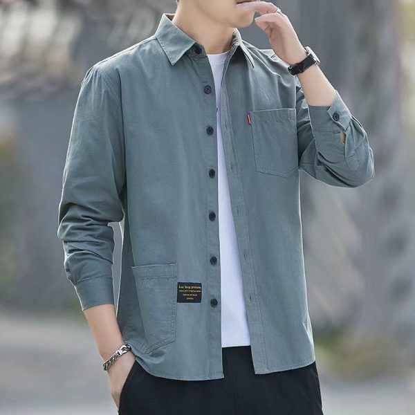 2025 New Loose Casual Men's Long Sleeve Shirt Vintage Jacket Men's Spring Summer Plus Size Versatile Shirt Cross Border