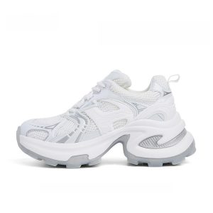 Full soft leather ~ thick sole inner heightened casual sneakers women's 2025 spring new mesh breathable fashion dad shoes