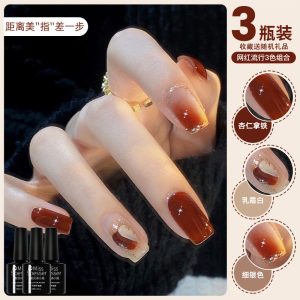 Net red autumn and winter ice transparent nude nail polish glue 2025 new popular whitening three-color set full set of nail art