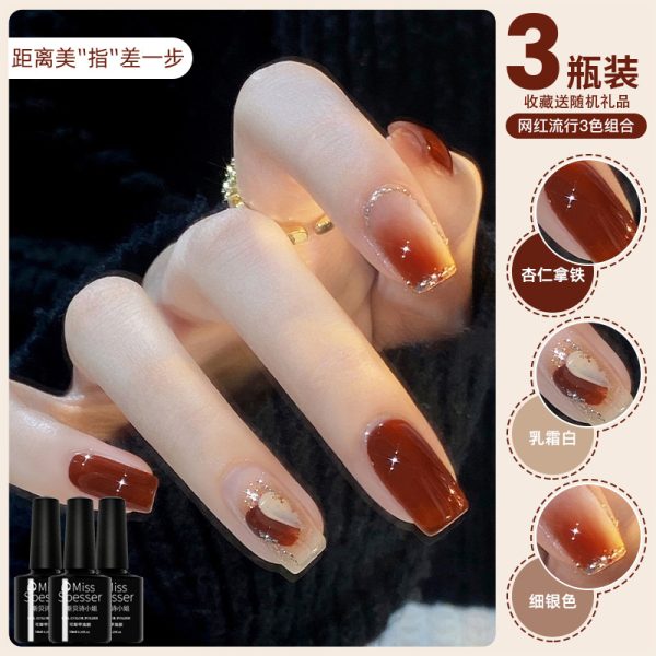Net red autumn and winter ice transparent nude nail polish glue 2025 new popular whitening three-color set full set of nail art - Image 3
