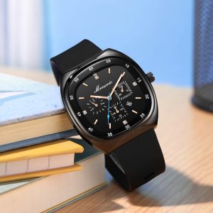 Foreign trade hot fashion wine barrel silicone with three-eyed blue needle men's watch men's watch quartz watch manufacturers spot wholesale