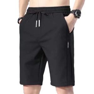 Summer thin cropped pants, men's casual and versatile shorts, ice silk loose trend medium pants, 5 breeches pants