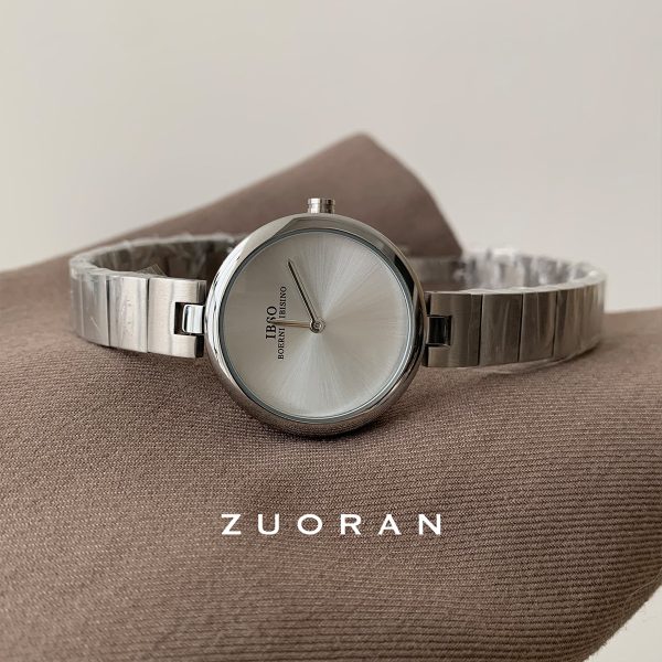 ZUORAN silver round cool fashion minimalist temperament watch niche high-end quartz women's watch cross-border - Image 2