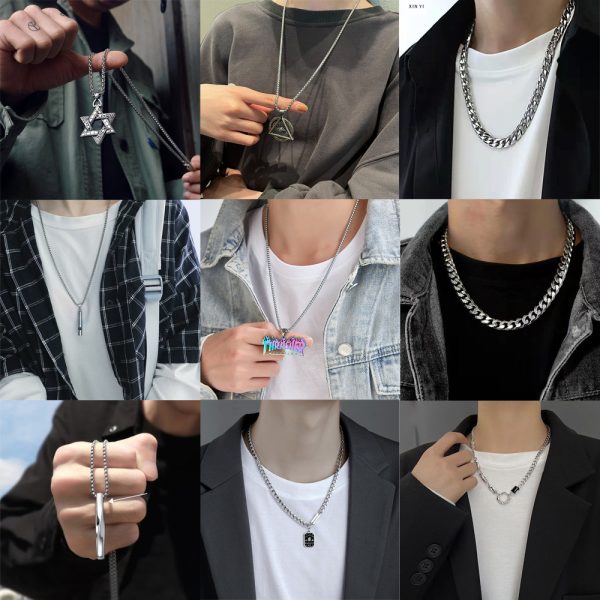Fashion trend Internet celebrity same collarbone necklace men's versatile high-end simple men's necklace hip-hop jewelry wholesale