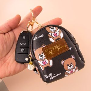 Popular girl's heart ins, fashion creative coin purse, cute bear, portable integrated storage coin key case