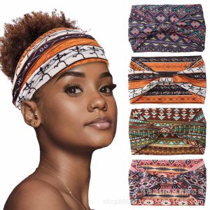 European and American women's hair bands, African print patterns, wide edges, elastic knots, sports yoga headbands, women's headwear, hair accessories