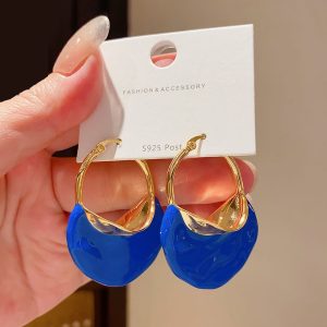 High-end retro French drop glaze, exaggerated irregular earrings, big earrings, women's European and American niche, cold style earrings