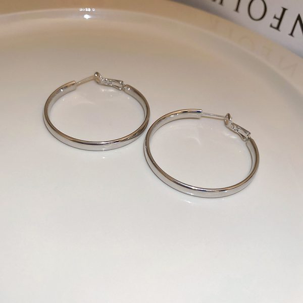French Metal Circle Earrings Plain Ring Earrings 2024 New Trendy Niche Design Sense Unique Temperament Earrings Women - Image 4