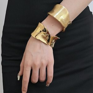 Gold bracelet opening, summer European and American exaggerated bracelets, personality glossy bracelets, non-fading, electroplating, glossy gold jewelry