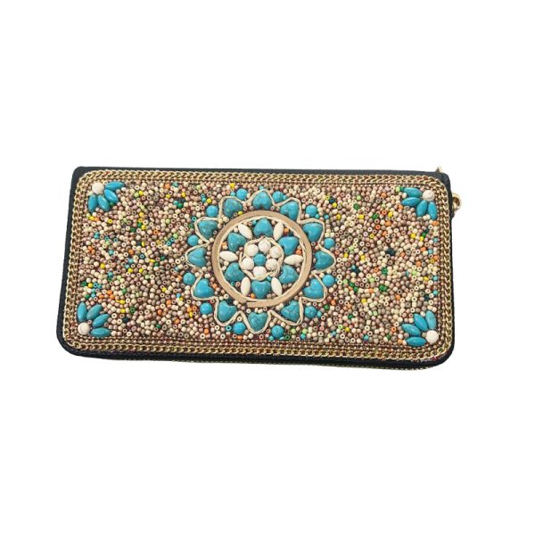 New ethnic style retro clutch bag, handmade rice bead single pull bag, women's zipper evening makeup bag, multi-compartment storage square bag - Image 5