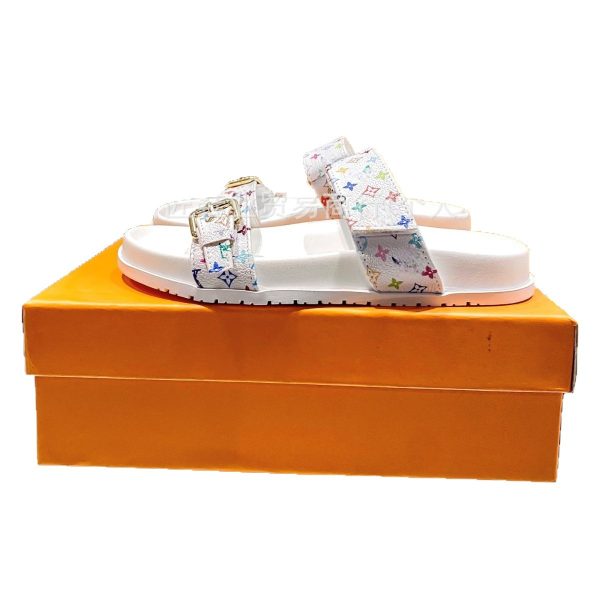 Lujia's new belt buckle slippers women's 2025 summer color letter foreign trade beach velcro sandals - Image 5