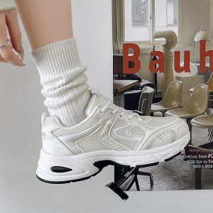 Retro color-blocking dad shoes 2025 autumn new Korean version of the couple female ins student casual shoes women's platform sports