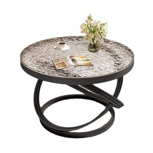 Cream style simple small coffee table luxury tempered glass coffee table Italian minimalist creative home small table glass surface