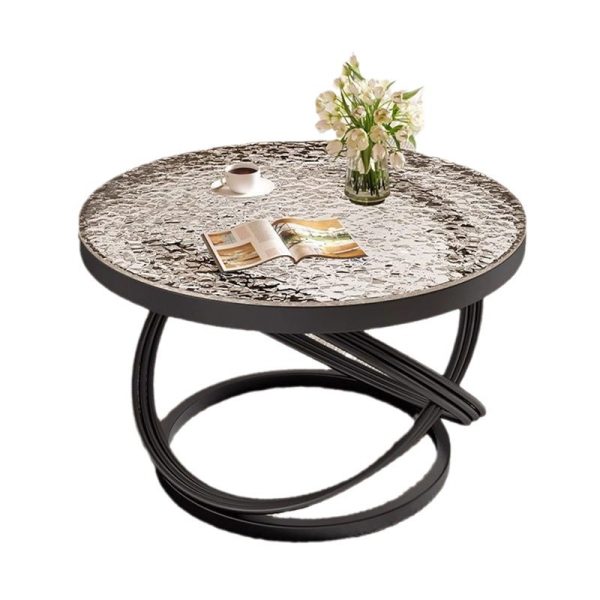 Cream style simple small coffee table luxury tempered glass coffee table Italian minimalist creative home small table glass surface - Image 5