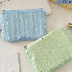 5675 Sequin Three-Dimensional Chiffon Flower Coin Purse Miscellaneous Key Organizer Bag Girls' Personal Belongings Storage Bag