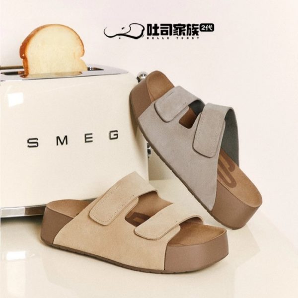 Cowhide version ~ thick milk toast shoes 2nd generation thick-soled Birkenstock slippers women's new summer 2025 can be worn outside sandals