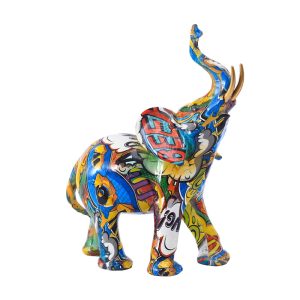 Nordic home entrance living room TV cabinet decorations creative dazzling water transfer printing elephant ornaments resin crafts