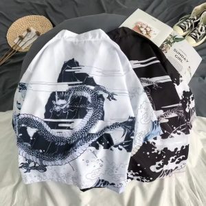 Cross-border summer three-quarter sleeve shirt men's loose Chinese style men's sunscreen jacket thin ancient style is a very fairy couple