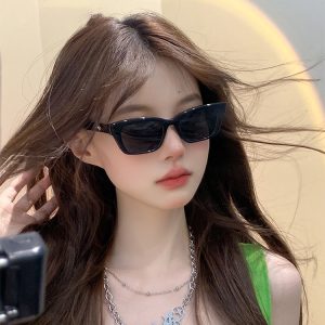 2022 Jennie's same cat-eye small-frame sunglasses, women's Douyin live broadcast, popular Internet celebrity casual sunshade sunglasses