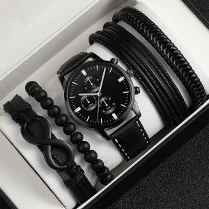 Cross-border hot new versatile men's foreign trade wholesale trend belt watch watch bracelet set fashion casual