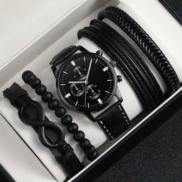 Cross-border hot new versatile men's foreign trade wholesale trend belt watch watch bracelet set fashion casual