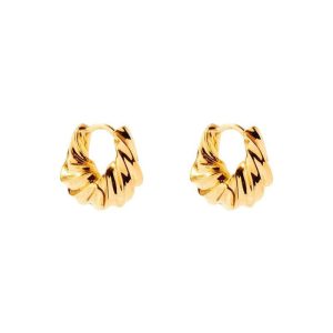 French vintage threaded horn earrings women's new trendy geometric earrings niche design sense Yiwu metal earrings