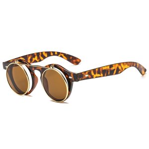 Double flap round retro sunglasses 5005 punk steam sunglasses European and American trend sunglasses manufacturers