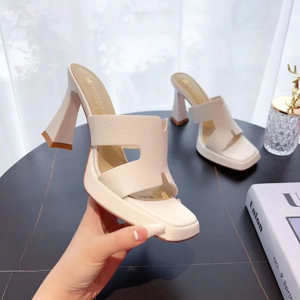 Brazed gold bird with sandals for women, summer 2023 new sexy square toe thick heel platform slippers for women to wear - Image 4